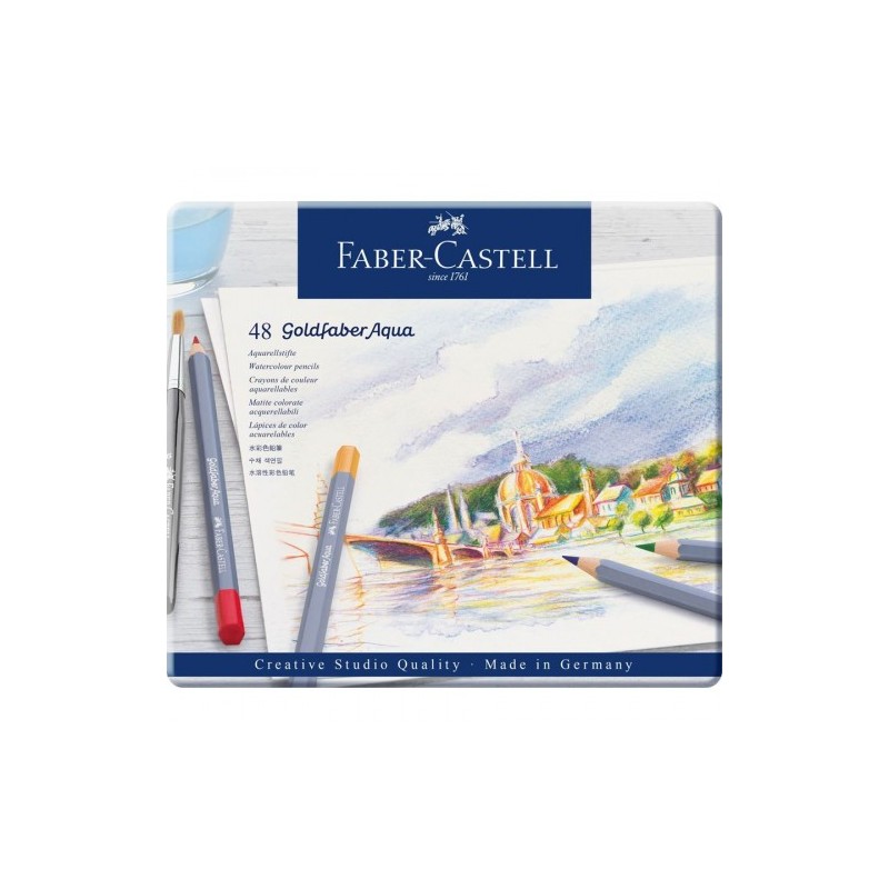 ESTUCHE DE METAL CON 48 LaPICES DE COLORES ACUARELABLES GOLDFABER FABER CASTELL 114648