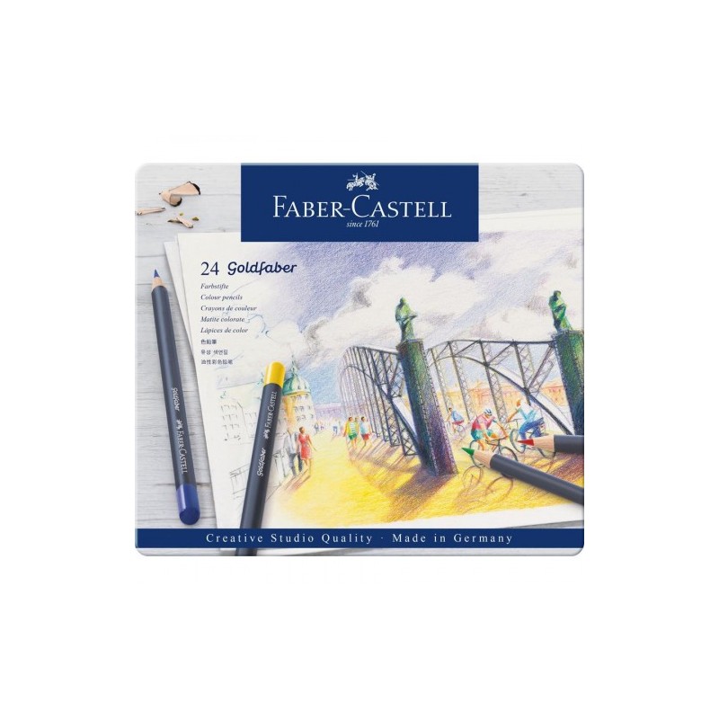 ESTUCHE DE METAL CON 24 LaPICES DE COLORES GOLDFABER FABER CASTELL 114724