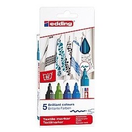 PACK 5 MARCADORES TEXTILES COLORES FRiOS EDDING 4500 5 S 099