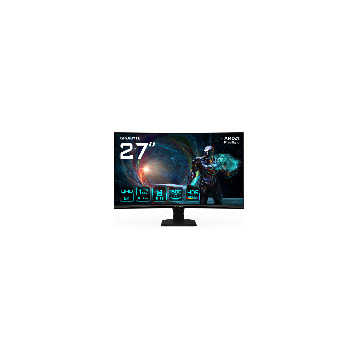 GIGABYTE GS27QCA 27 Monitor Curvo para Gaming QHD 2560 x 1440 180Hz 1ms 250 cd m FreeSync HDR Ready HDMI 20 DisplayPort 14