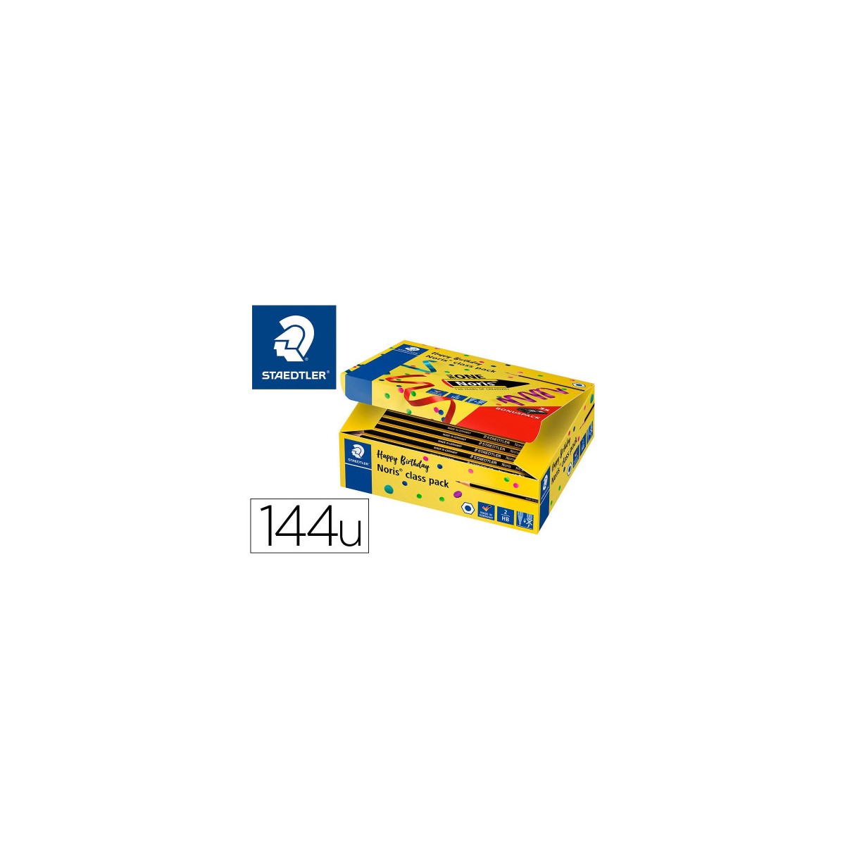 CAJA 144 LaPICES GRAFITO BIG PACK NORIS 120 2 REGALO 3 AFILALaPICES PLaSTICO STAEDTLER 120 C144P1