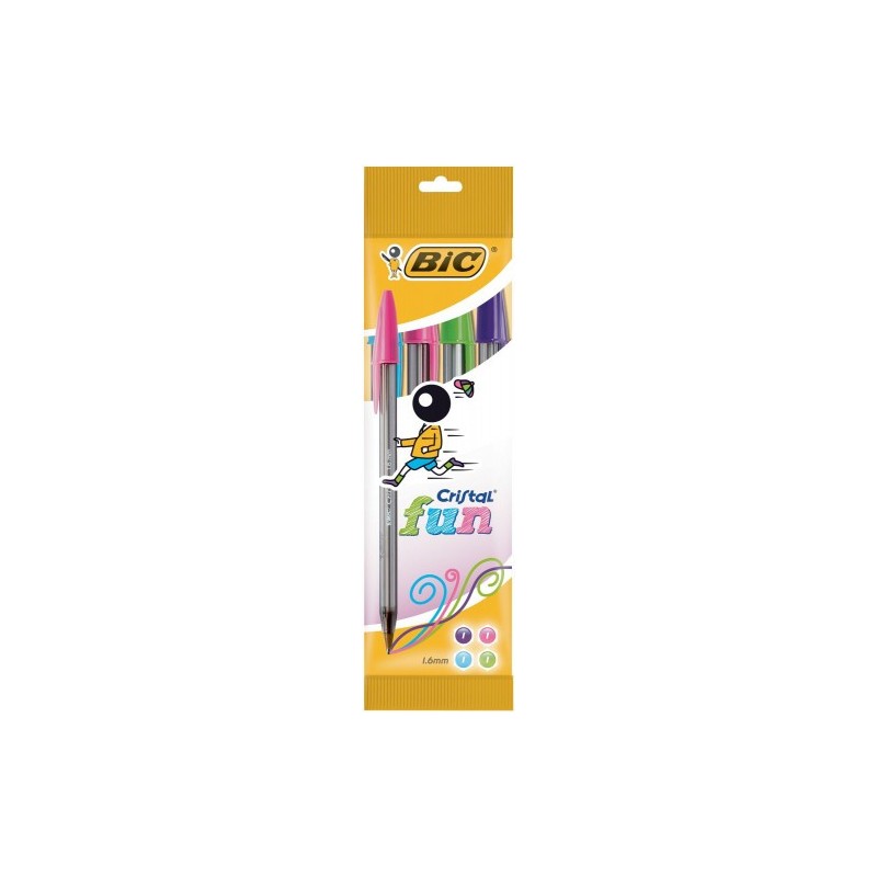 BLISTER 4 BOLIGRAFO CRISTAL FUN PUNTA 16 MM COLORES SURTIDOS BIC 8957921