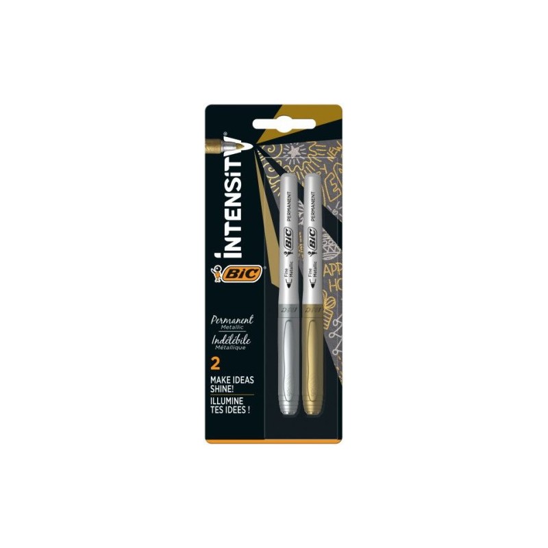 BLISTER 2 MARCARDORES PERMANENTE ORO PLATA BIC 900340