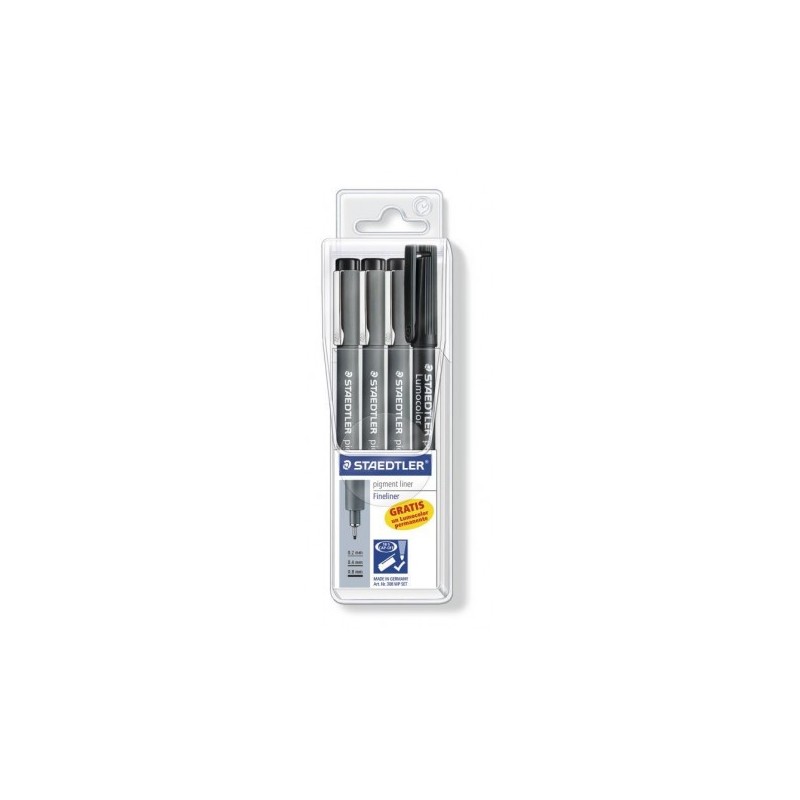 ESTUCHE 3 CALIBRADOS PIGMENT LINER 308 REGALO PORTAMINAS STAEDTLER 308 S1WP3