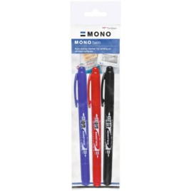PACK 3 ROTULADORES MONO TWIN PERMANENTES PUNTA FINA Y GRUESA NEGRO AZUL ROJO TOMBOW OS TME 3P