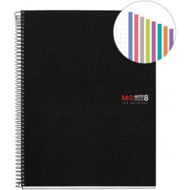 CUADERNO ESPIRAL NB 8 A4 200 HOJAS 5X5MM POLIPROPILENO NEGRO MIQUELRIUS 42006