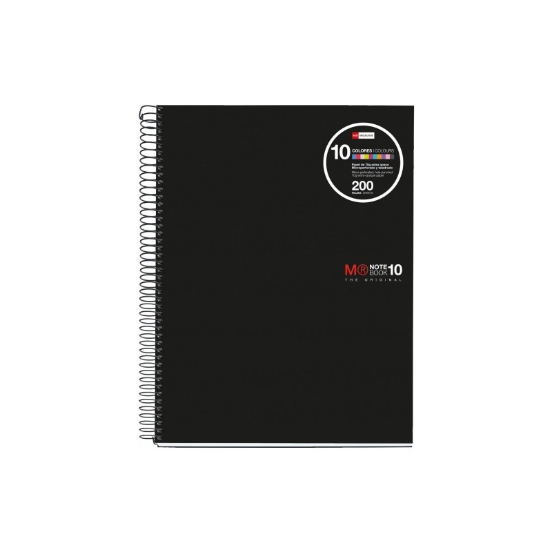 CUADERNO ESPIRAL NB 10 A4 200 HOJAS 5X5MM POLIPROPILENO NEGRO MIQUELRIUS 47009