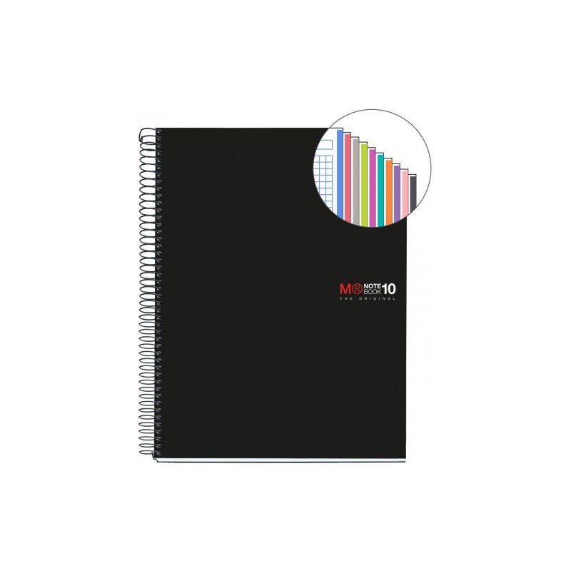 CUADERNO ESPIRAL NB 18 A5 200 HOJAS 5X5MM POLIPROPILENO NEGRO MIQUELRIUS 47044