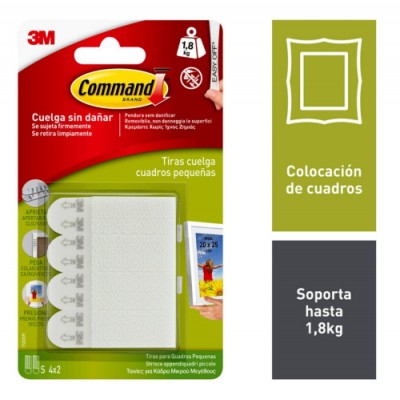 BLISTER TIRAS ADHESIVAS PEQUENAS PARA CUADROS HASTA 18KG COMMAND 17202 3M 7100127222