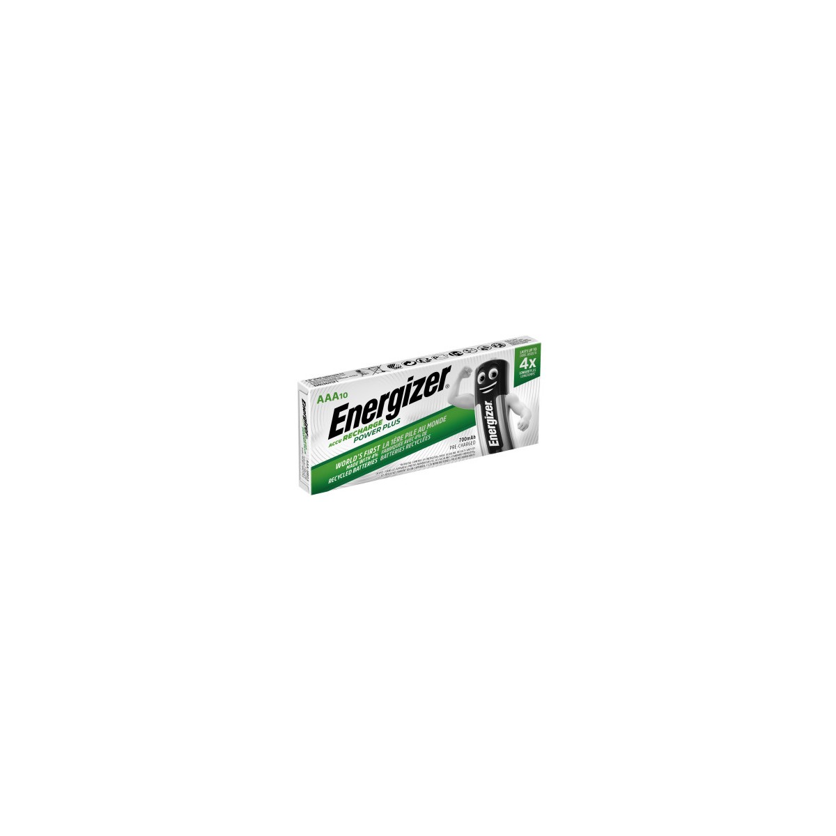 PACK 10 PILAS RECARGABLES POWER PLUS PRECISION NH12 HR03 AAA 700mAh 12V ENERGIZER E300626403