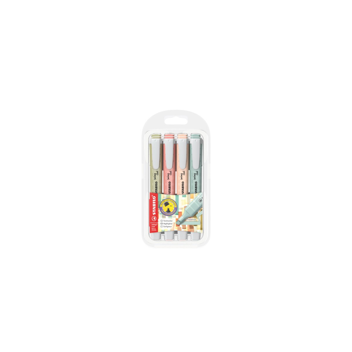 ESTUCHE PLASTICO SWING COOL NATURE 4 UNIDADES SURTIDAS TRAZO 1 4MM STABILO 275 4 09
