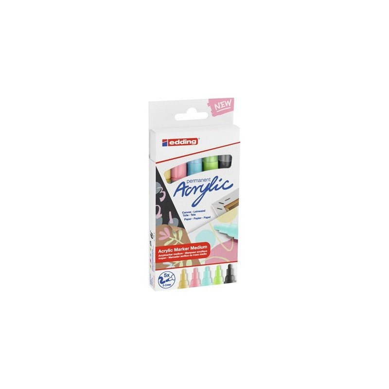 PACK 5 MARCADORES ACRiLICOS TRAZO 2 3 MM PASTEL COLORES 935 926 915 917 Y 916 EDDING 5100 5 S 099