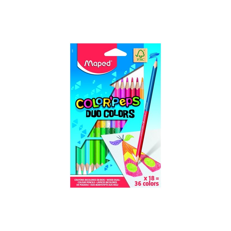 ESTUCHE 18 LaPICES DE COLORES COLOR PEPS DUO BICOLOR MAPED 829601FC