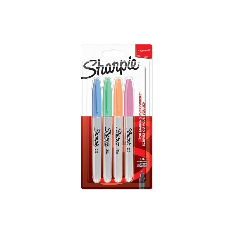 Sharpie 2065402 marcador permanente Fibre tip Azul Verde Naranja Rosa 4 piezas