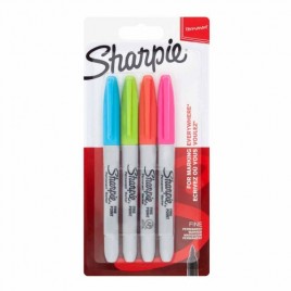 Sharpie 2065403 marcador permanente Fibre tip Azul Verde Naranja Rosa 4 piezas