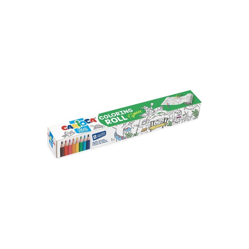 SET COLORING ROLL JUNGLE 8 PENCILS CARIOCA 42978