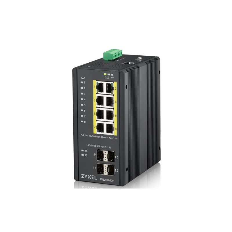 Zyxel RGS200 12P Gestionado L2 Gigabit Ethernet 10 100 1000 Energia sobre Ethernet PoE Negro