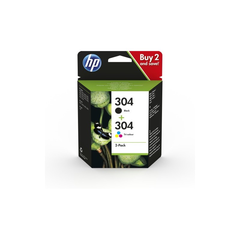 HP Paquete de 2 cartuchos de tinta Original 304 negro tricolor