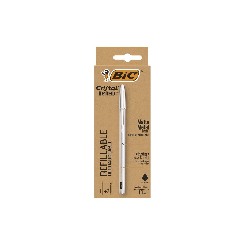 BOLiGRAFO RENEW CUERPO METAL TINTA NEGRA BIC 997201