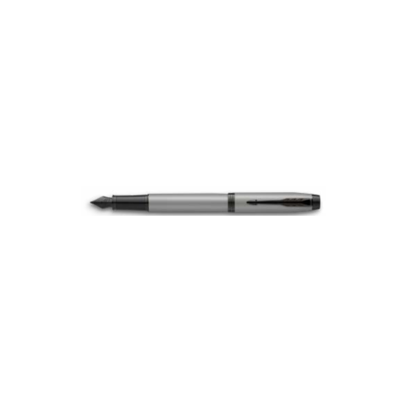 PLUMA IM GRIS MATE ADORNOS NEGROS MEDIUM PARKER 2127620