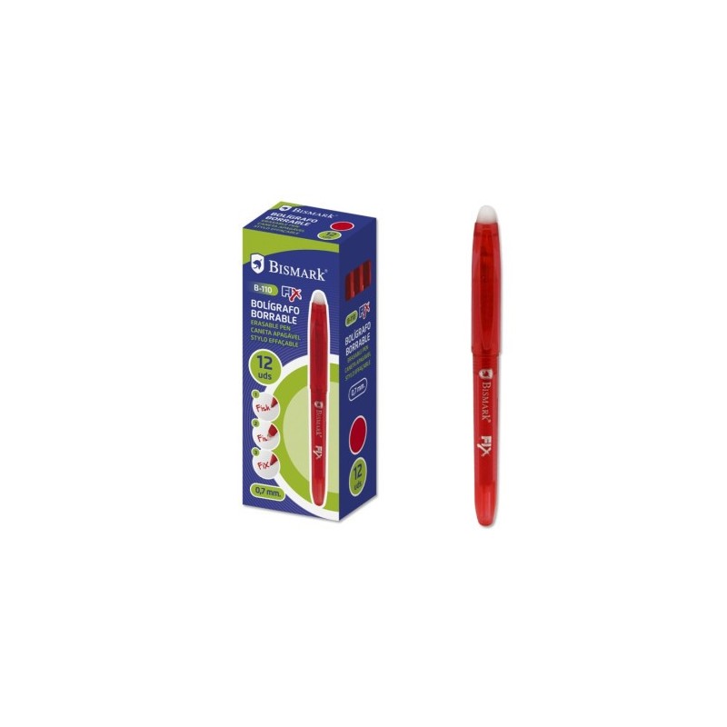 BOLIGRAFO BORRABLE C CAPUCHON ROJO07MM BISMARK 327530