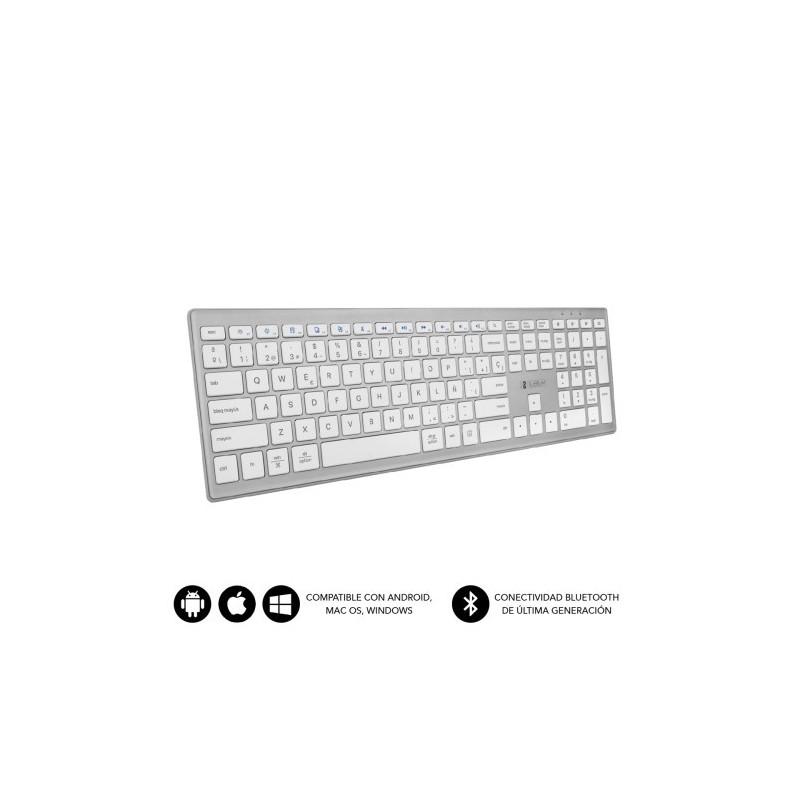 SUBBLIM Teclado Completo delgado inalambrico Bluetooth Pure Extended Silver