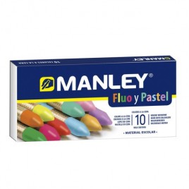 ESTUCHE 10 CERAS MANLEY COLORES FLuORPASTEL ALPINO MNC00044