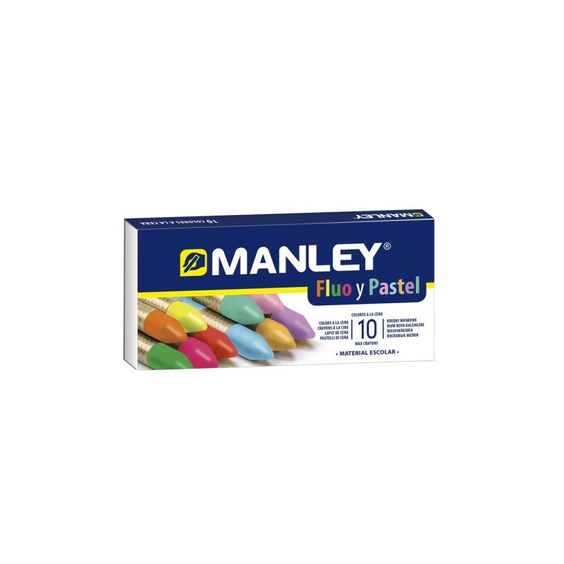 ESTUCHE 10 CERAS MANLEY COLORES FLuORPASTEL ALPINO MNC00044