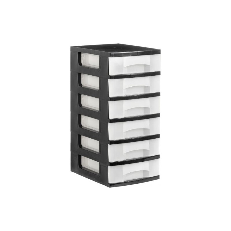 TORRE DE ALMACENAJE 6 CAJONES DE 6 LITROS NEGRO TRANSLuCIDO 390X290X635 MM ARCHIVO 2000 1106 CS TL