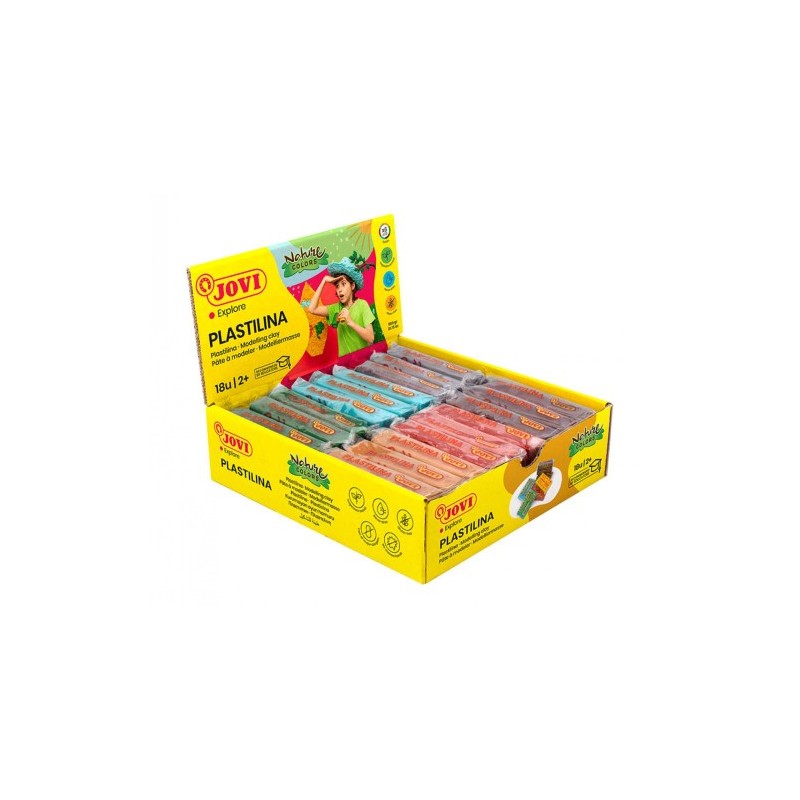 CAJA PLASTILINA 18 PASTILLAS DE 50GR GAMA NATURE COLORES SURTIDOS 3 UDS X COLOR JOVI 70 18N