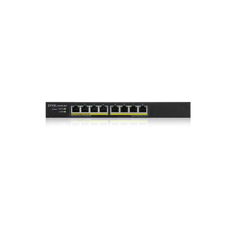 ZYXEL GS1915 8EP 8 PORT GBE POE SMART HYBRID MODE SWITCH STANDALONE OR NEBULAFLEX CLOUD 60 WATT 8023AT DESKTOP FANLESS