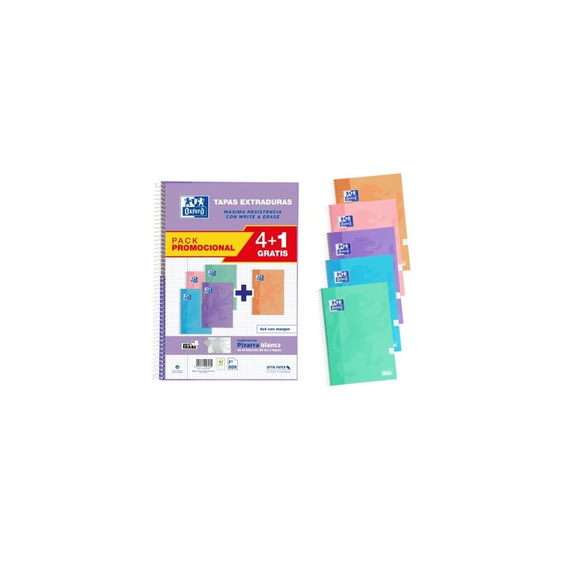 PACK 41 CUADERNOS CLASSIC WRITEERASE Fº TEXTRADURA 80H 4X4 COLORES PASTEL OXFORD 400159802