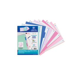 KIT SEPARADORES PP 500 MICRAS A4 5 POSICIONES COLORES PASTEL OXFORD 40015936