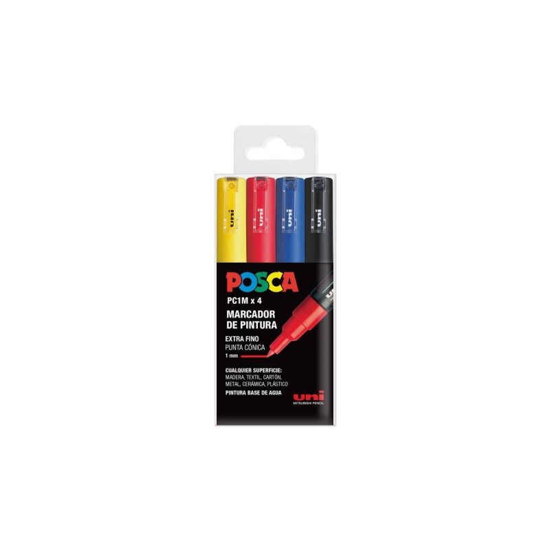 ESTUCHE 4 UDS PC1M BASIC POSCA UNIBALL 182634668