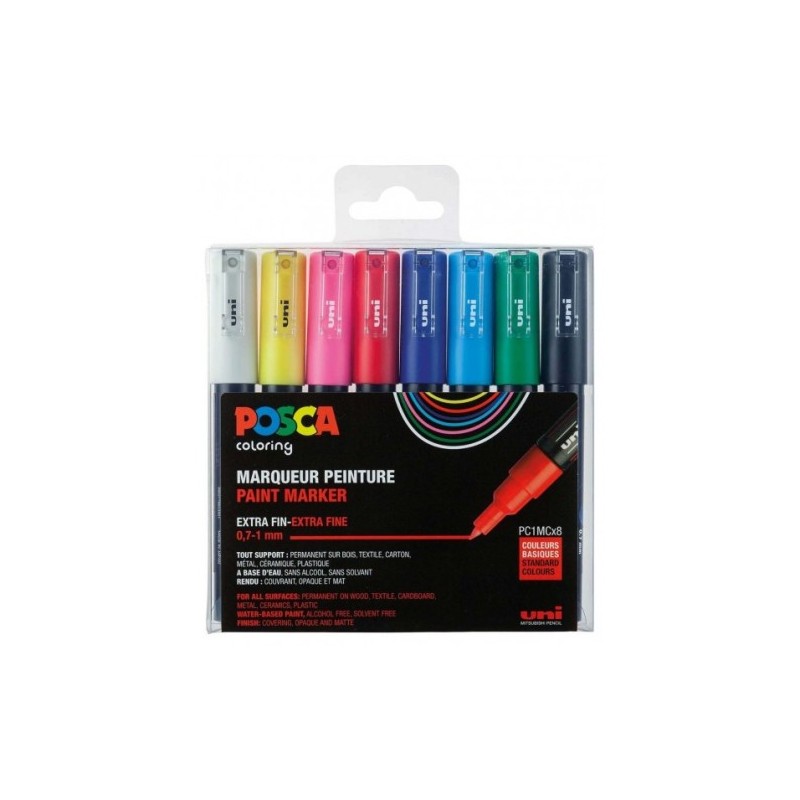 ESTUCHE 8 UDS PC1M BASIC POSCA UNIBALL 182634667