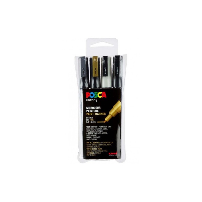 ESTUCHE 4 UDS PC 3M GSWB POSCA UNIBALL 182634673