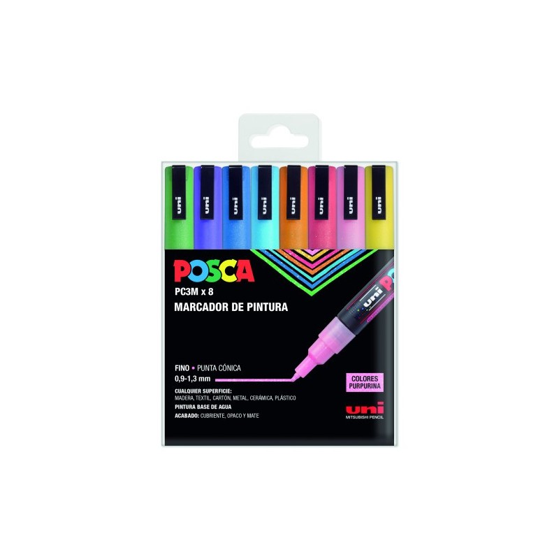 ESTUCHE 8 UDS PC 3M SP COLOR PURPURINA POSCA UNIBALL 182634671