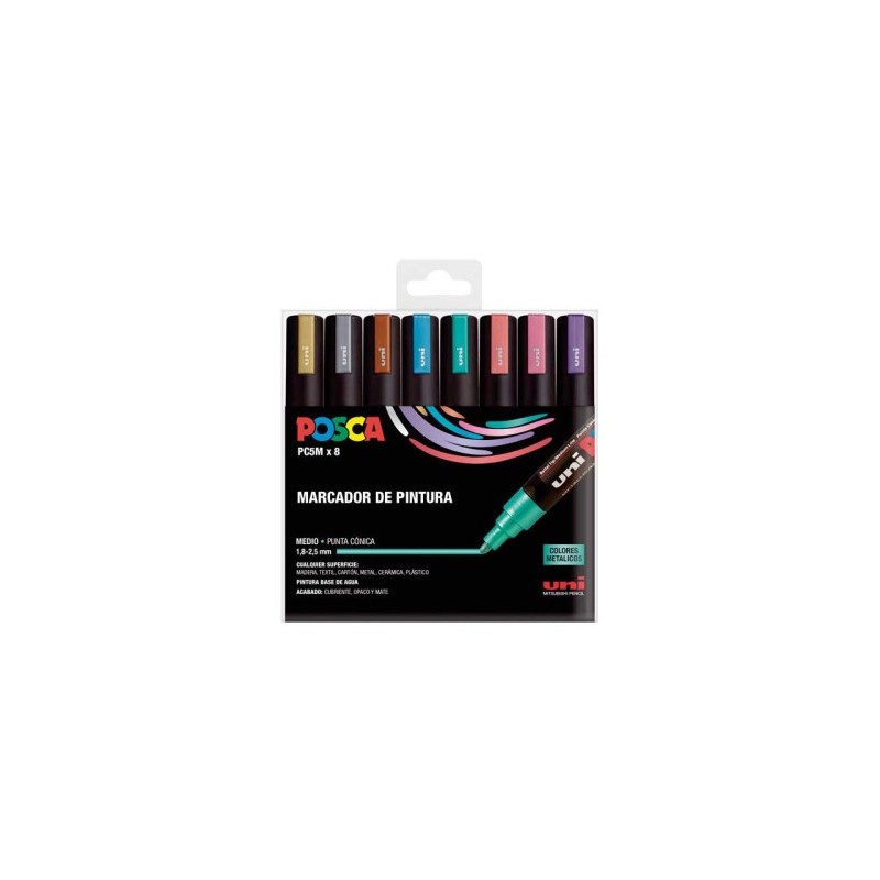 ESTUCHE 8 UDS PC 5M METAL POSCA UNIBALL 182634680