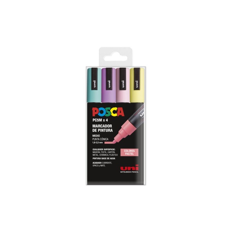 ESTUCHE 4 UDS PC 5M PASTEL POSCA UNIBALL 182634811