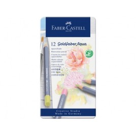 ESTUCHE METaLICO CON 12 LaPICES DE COLORES PASTEL ACUARELABLES GOLDFABER FABER CASTELL 114622