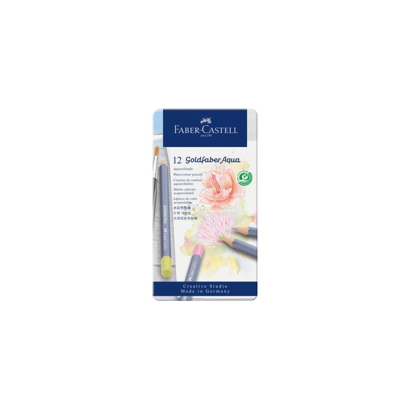 ESTUCHE METaLICO CON 12 LaPICES DE COLORES PASTEL ACUARELABLES GOLDFABER FABER CASTELL 114622