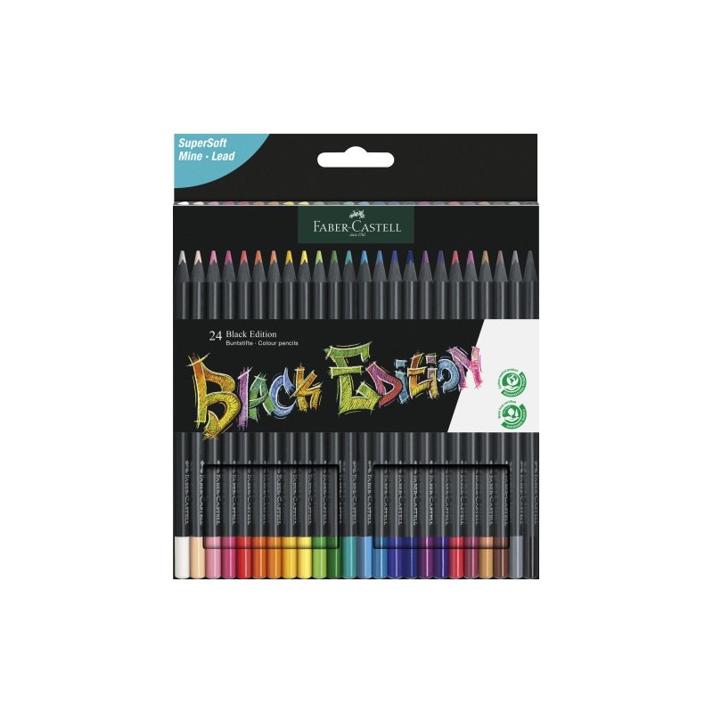 ESTUCHE 24 LaPICES DE COLORES BLACK EDITION FABER CASTELL 116424