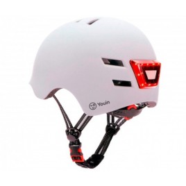 YOUIN CASCO CON LED FRONTAL Y TRASERO BLANCO TALLA M