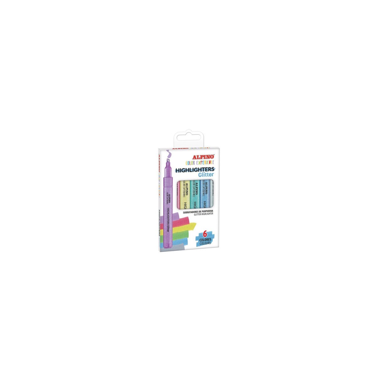 ESTUCHE 6 SUBRAYADORES GLITTER COLOR EXPERIENCE ALPINO SU000006