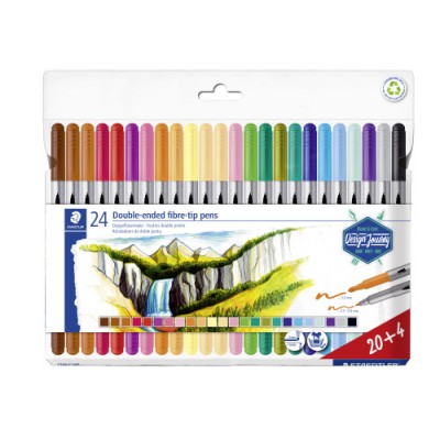 ESTUCHE CARToN CON 12 ROTULADORES DOBLE PUNTA COLORES PASTEL STAEDTLER 3200 C12PA