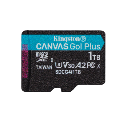 Kingston Technology Tarjeta microSDXC Canvas Go Plus Gen4 de 1 TB 200 MB s A2 U3 V30 y adaptador