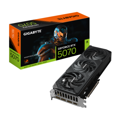 GIGABYTE GeForce RTX 5070 WINDFORCE SFF 12G Tarjeta grafica 12 GB GDDR7 192 bits PCI E 50 Frecuencia del nucleo 2512 MHz 3 x DP