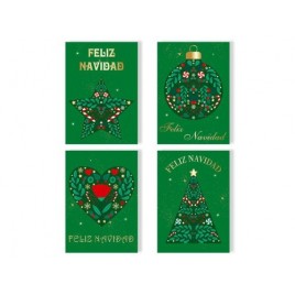 TARJETA FELICITACIoN NAVIDAD FOIL GREEN GOLD BISMARK 330895