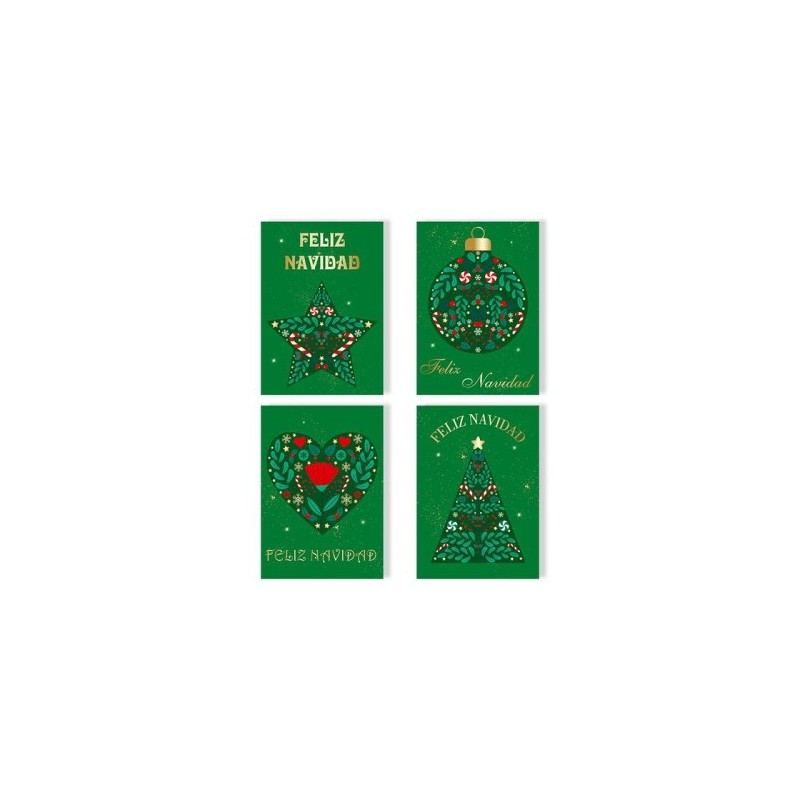 TARJETA FELICITACIoN NAVIDAD FOIL GREEN GOLD BISMARK 330895