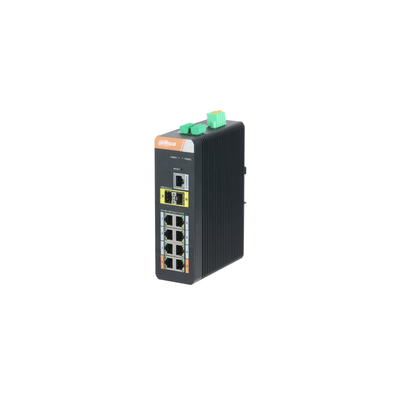 DAHUA DH PFS4210 8GT DP V2 SWITCH INDUSTRIAL 8 PUERTOS GIGABIT POE 2 UPLINK GIGABIT SFP MANEJABLE LAYER2